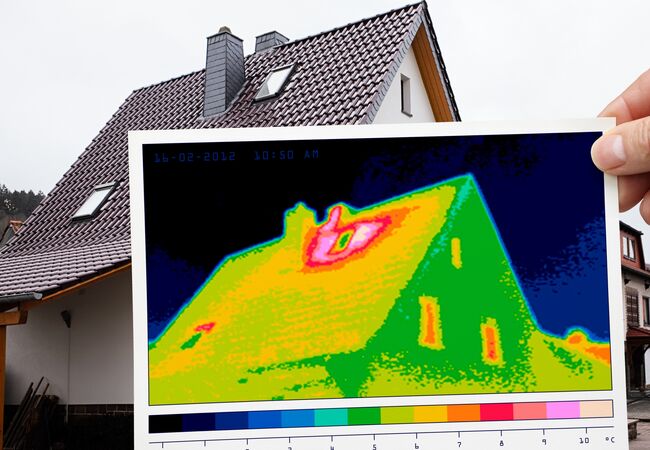 Bild Prüfung der Energieeffizienz von Fenster und Türen bei ganzem Haus