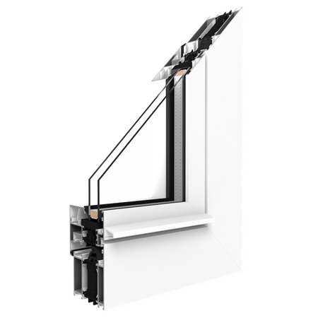 Bild Aluminium Fenster mit thermischer Brücke MB70 HI Aluprof Weiß Querschnitt