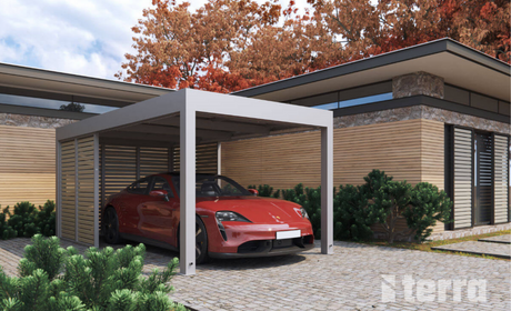 Bild Carport mit Seitenteilen mit Lamellen in modernem Design