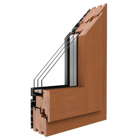 Drutex Holz Aluminium Balkontür Profilsystem: Duoline-68 (Meranti) Drutex Holz Aluminium Balkontür Profilsystem: Duoline-68 (Meranti)