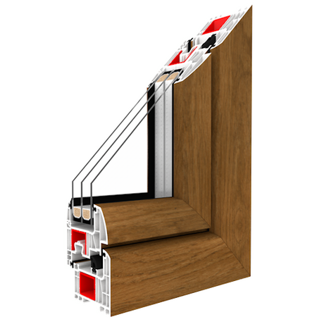 Bild Kunststofffenster Iglo Energy mit 3-Fach Verglasung in Farbe Winchester und mit beste isolationswerte