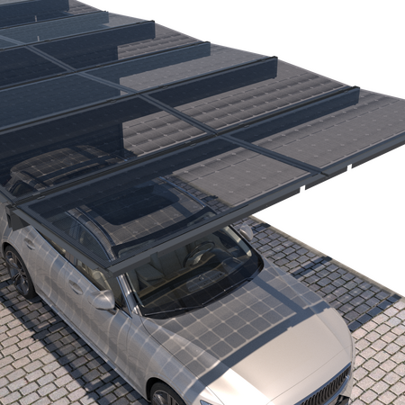 Bild Carport mit Glasdach mit Raum aus Blech hinten in Anthrazitgrau