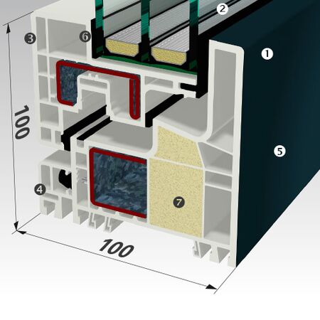 Bild Kunststofffenster Profil Gealan Kubus 100 mm eckig - Querschnitt