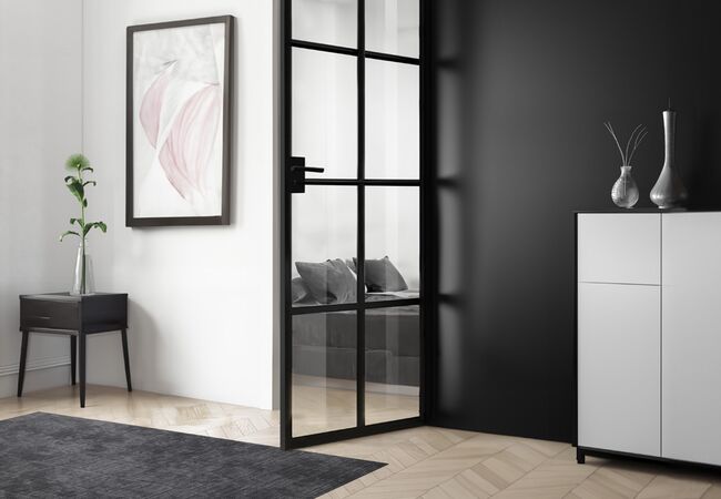 Bild moderne schwarze Stahl-Glas-Innentür