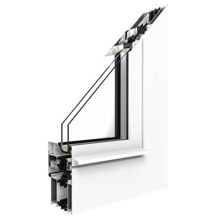 Bild Aluminium MB70 Profil mit 2-Fach Verglasung und Farbe RAL 9016 innen und außen