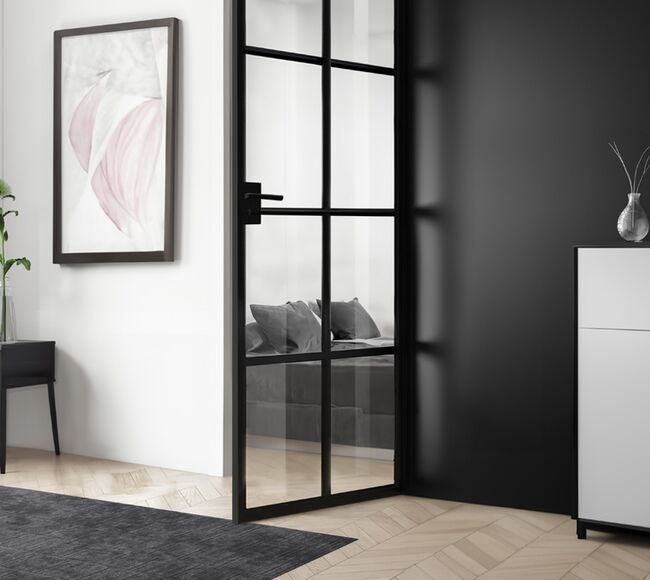Bild moderne schwarze Stahl-Glas-Innentür