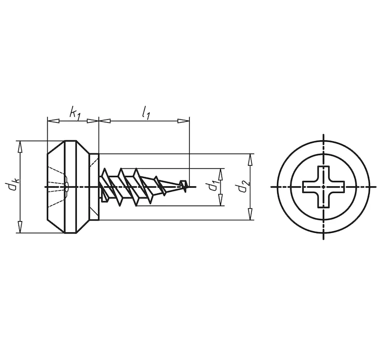 Produktbild Schema Würth Nippelschraube - Kunststoffkopf mit Gewindespitze angepasst auf PVC Profile 4,1 x 10mm