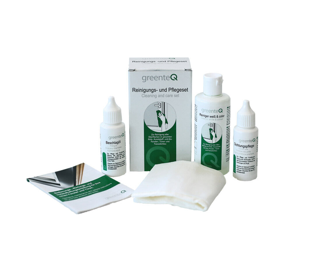 Produktbild greenteQ professionelles Reinigungs- und Pflegeset für Fenster und Türen