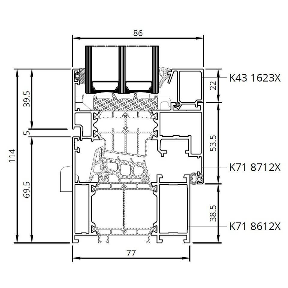 Drutex Aluminium Balkontür Profilsystem: MB-86N SI