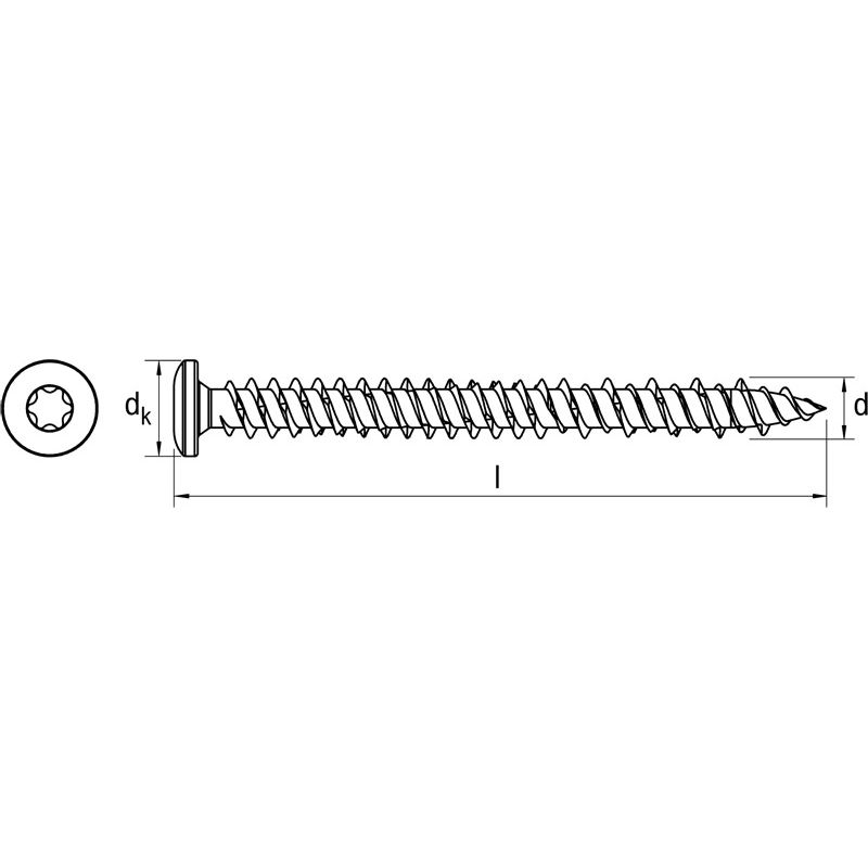 Systemschraube RC2 TX30 Flachkopf 7,5 mm Länge: 122 mm