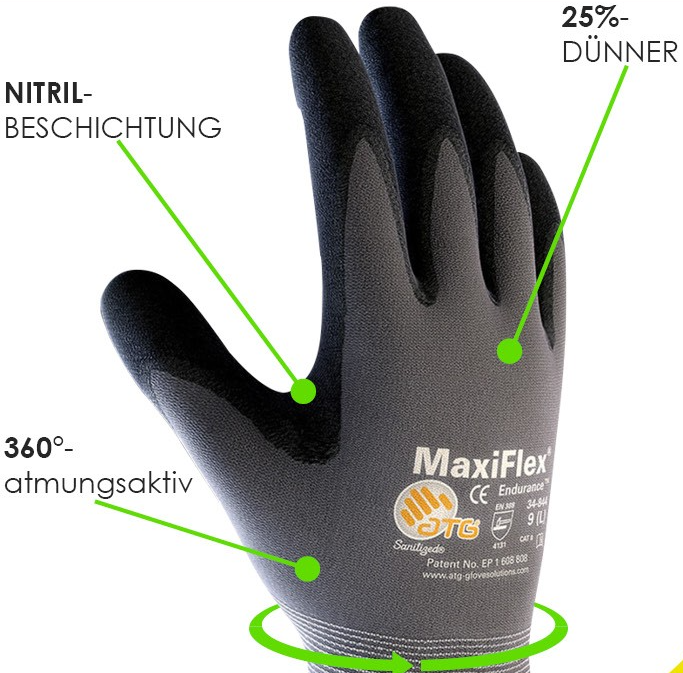 MAXIFLEX Strick-Handschuh Ultimate PSA II Arbeitshandschuh Größe: 9