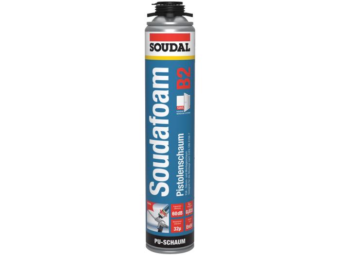 Soudal Soudafoam Gun B2 750 ml – PU-Pistolenschaum für Fenster, Türen und Hohlräume