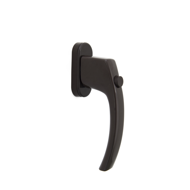 Standard Fenstergriff aus Aluminium Verschlussart: mit Druckknopf Farbe: Braun