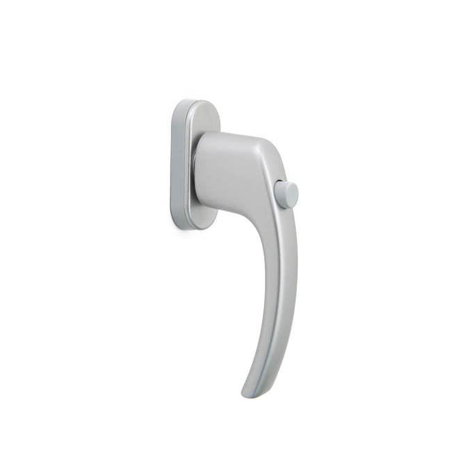Standard Fenstergriff aus Aluminium Verschlussart: mit Druckknopf Farbe: Silber